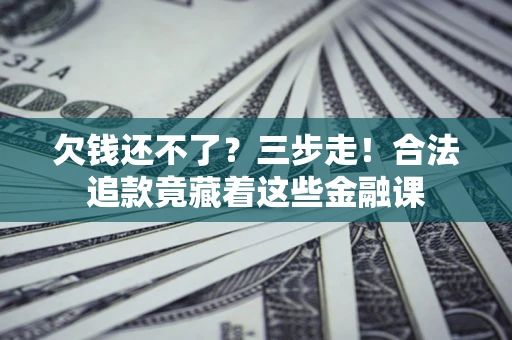 武汉欠钱还不了？三步走！合法追款竟藏着这些金融课